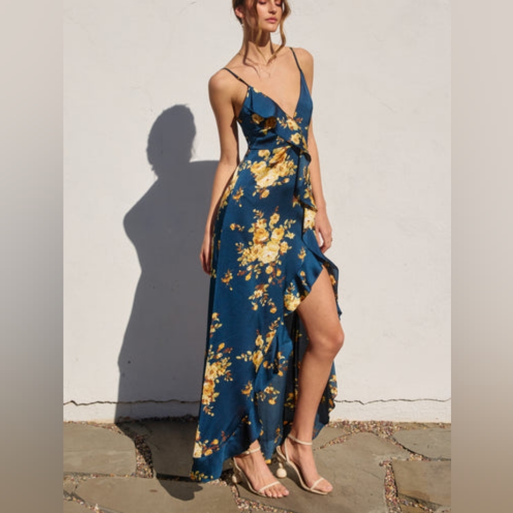 Floral Blue Maxi Dress - SMALL